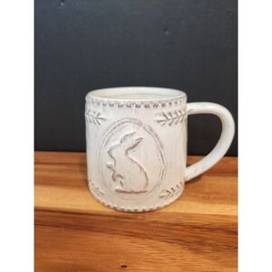 Sur La Table Bunny Mug Embossed Rustic Eartenware Tankard Mug Easter Display
